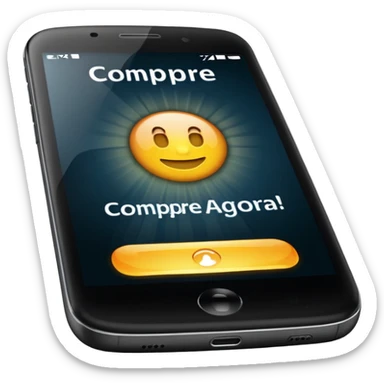 Quero uma desenho de celular e em baixo quero uma frase escrita ass vendendo esse celular em português  sticker