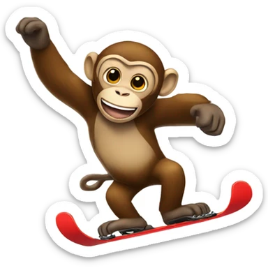 A monkey doing a backflip while skiing sticker