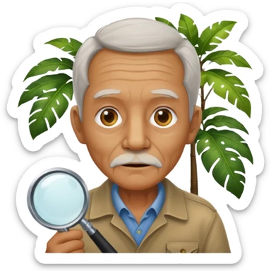 an old with jungle and magnifying glass sticker