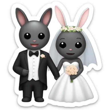 A bat and a bunny getting married  sticker