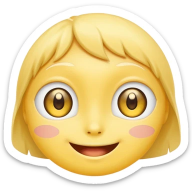 super cute anime eyes classic yellow face cheesy smile sticker