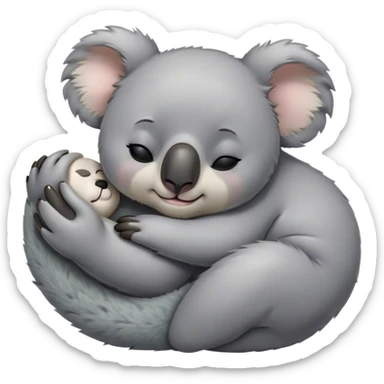 Meme-Worthy Cute Sleeping Koala Portrait Emoji, Head resting peacefully with a contented smile, showcasing a cuddly build and a luxuriously soft grey fur, eyes shut in a serene, restful snooze, Simplified yet hilariously adorable features, highly detailed, glowing with a soft, drowsy light, high shine, relaxed and utterly lovable, stylized with an air of playful laziness, bright and heartwarming, soft glowing outline, capturing the essence of a comically sleepy koala, so meme‐worthy it feels like it could instantly become the next viral sensation of adorable slumber! sticker