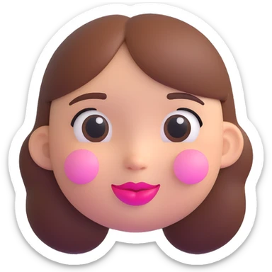 sweet girl emoji, soft pink cheeks, glossy lips, minimal aesthetic sticker