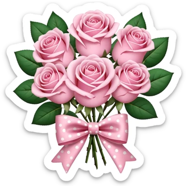 A bouquet of light pink roses with a polka-dot bow. sticker