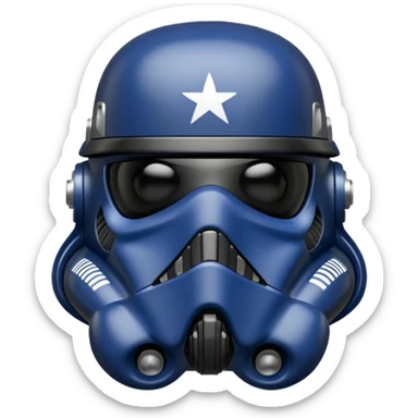 a blueberry wearing a black Star Wars Death Trooper helmet sticker
