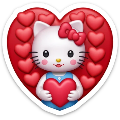 Hello kitty enamorada con muchos corazónes sticker