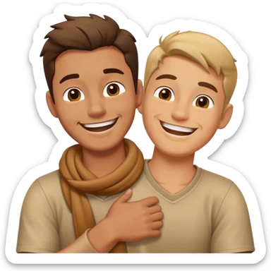 guy with arm crossed around his neck laughing sticker