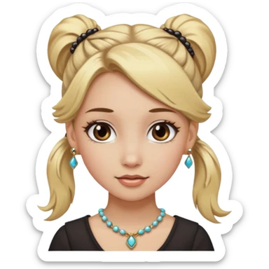 fancy blonde hair girl with ponytails brown makeup and jewellery sticker