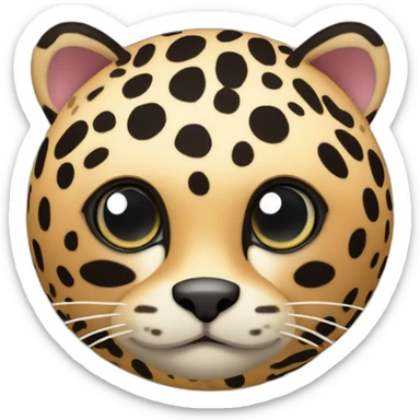3d sphere with a cartoon Ocelot skin texture with big underdeveloped eyes sticker