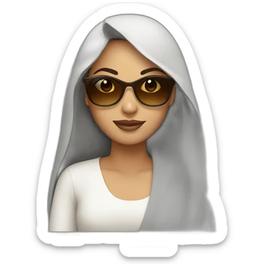 arab woman with brown long hair and sunglasses sticker