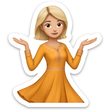 young woman in a kurta twirling sticker