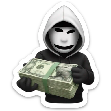 Thief in black and white painted  with a bag of money sticker