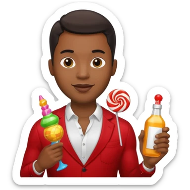 Sexy black man hold a bottle and a lollipop sticker