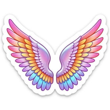 angel wing with a colored outline with a pink orange mix sticker