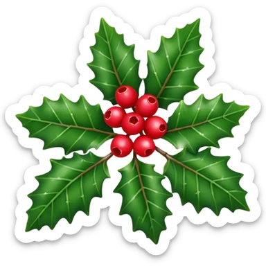 Individual small Christmas holly sticker