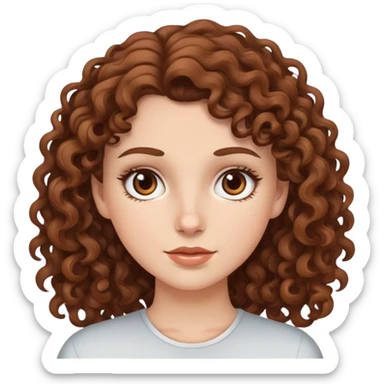 white girl with brown curly hair and brown eyes sticker