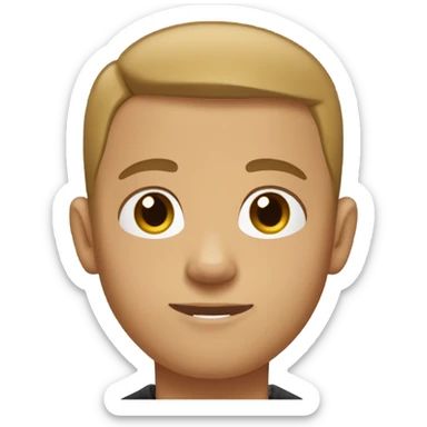 boy with very light brown skin, buzz cut, no facial hair, wearing a smart black quarter zip jumper with white t shirt underneath. sticker