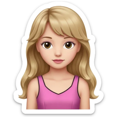 Uma garota de cabelo ondulado loiro escuro,mas com franja lisa e olhos pretos, e a cor de pele branca,e o cabelo LONGO  sticker