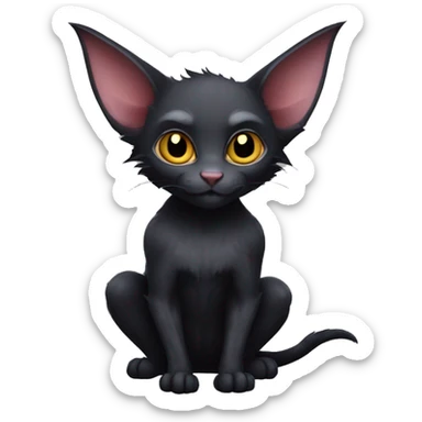 Black-Vampire-Batty-Lykoi-Cat-Fakémon-Cat With Bat-wings as ears  sticker