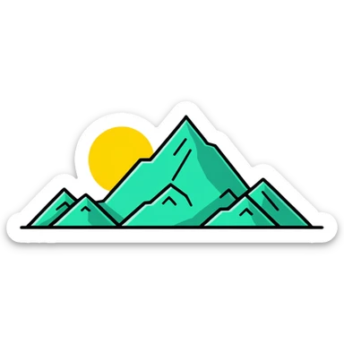 simple eight-pointed star with wide points, with only a basic mountain silhouette on it sticker