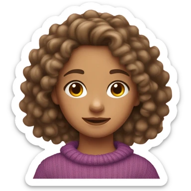 10 year  old girl with curly brown hair with light skin and a malibu sweater sticker