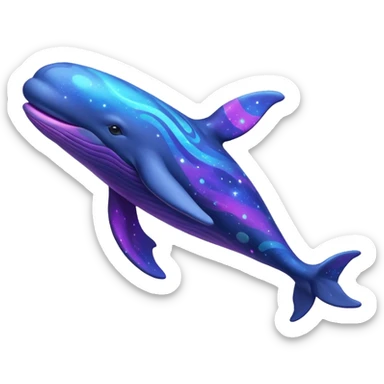 Create a single emoji of a Nebula Whale in full body, shown at a slight side angle in a natural, characteristic pose with cosmic patterns. stylized like an emoji, but clearly recognizable
 sticker