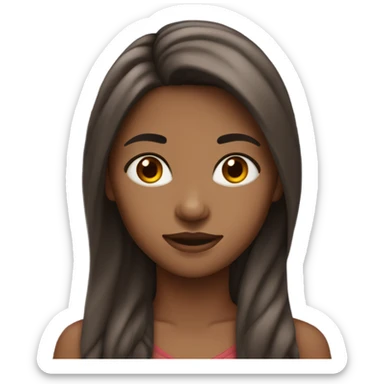 girl with long hair colored a little dark red, straight, wavy and slightly mixed skin sticker