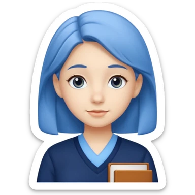 cute school girl jewish blue shirt navy jumper with light blue by the v neck on the jumper sticker