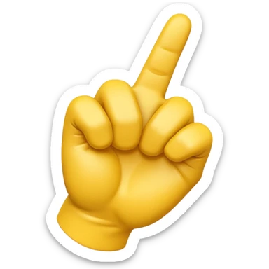 A 3D Apple-style yellow hand emoji, closed fist with thumb pointing backward over the shoulder direction, smooth rounded shape, shiny surface, clean minimal background. AND MOTİON LİNE sticker