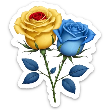 One Yellow 🌹 and one blue flower 🌹 on with red band  sticker