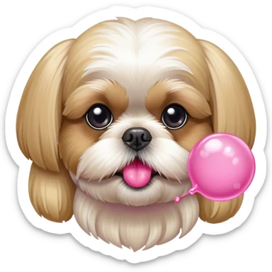 Blonde Shih tzu blowing bubble gum sticker