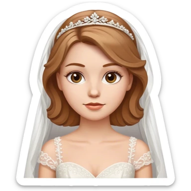 White girl with light brown hair in wedding dress sticker
