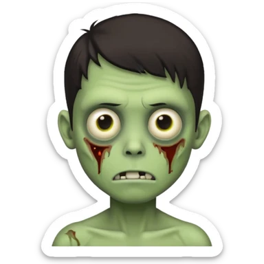 light green zombie boy emoji with dark medium hair sticker