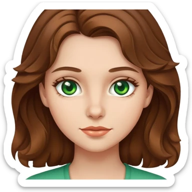 A girl with mid wavy brown hair and green eyes  sticker