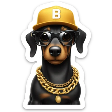 Rapper Black Wiener dog  sticker