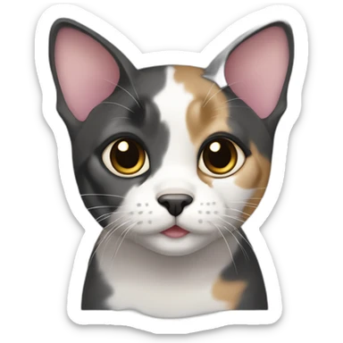 older round diluted calico, white chin, black and pink nose, mostly dark grey, dark grey ears sticker