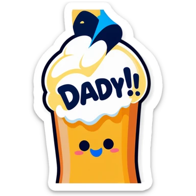 White frosting coming out of a Twinkie with a towel over it text bubble saying daddy sticker