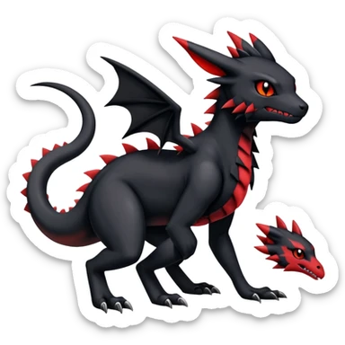 Gothic Edgy Badass Gloomy Cute Dark Guilmon-Salandit-Umbreon-Fakémon-hybrid-creature (full body)  sticker