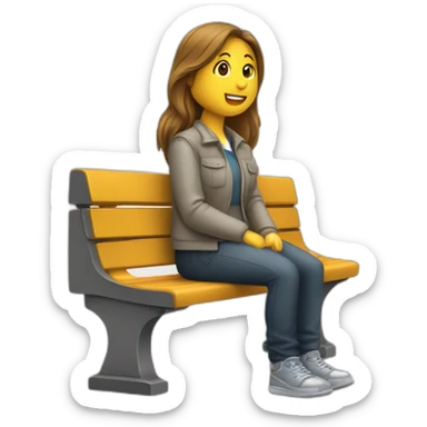 Assis sur un banc en train d'écouter avec un air sérieux sticker