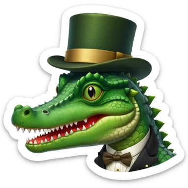 Crocodile with a top hat and monocle sticker