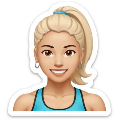 A woman in athletic wear is sweating it out in the gym, her face adorned with a confident smile, her muscles well-defined, showcasing strength and grace. sticker
