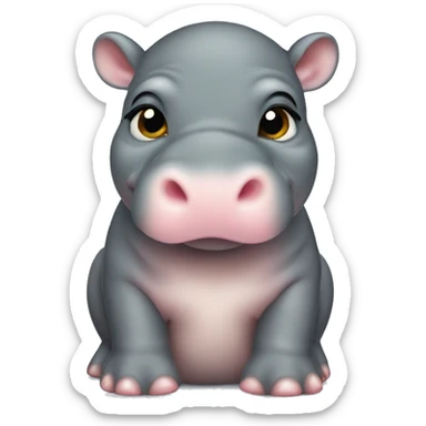 a baby pygmy hippo (moo deng)  sticker