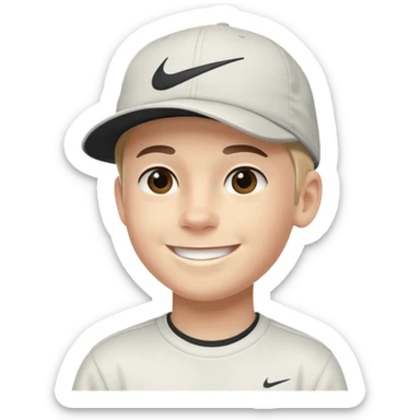Quiero un emojis con una cara de niño con uno gorra de lado de Nike y sonriendo como los emojis de iPhone  sticker