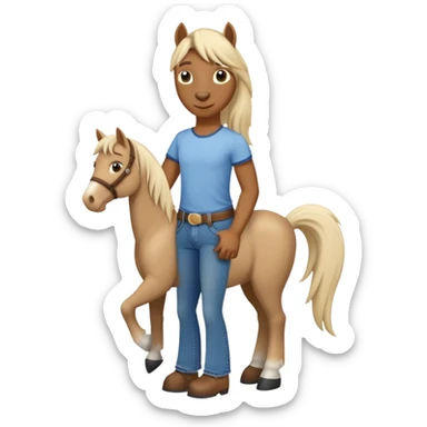 friendly anthropomorphised stallion in jeans and a t-shirt, standard pose sticker