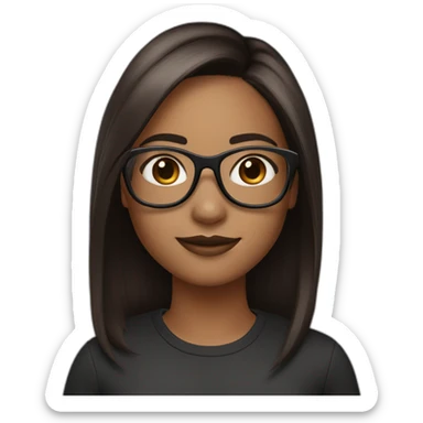 medium skin girl with rose gold glasses and black to brown hair sticker