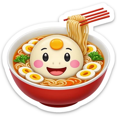 Ramen with happy face
 sticker