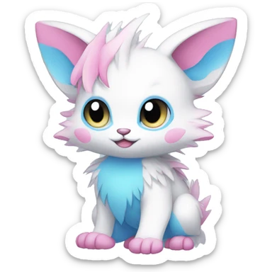 Cute cool white blue pink animal hybrid Fakemon full body sticker