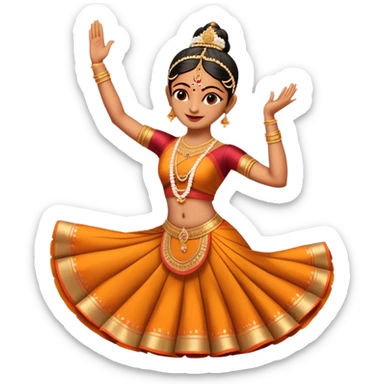 cinematic-realistic-bharatanatyam-dance-emoji,-depicted-as-an-elegant-classical-indian-dance-performance-with-graceful-poses,-intricate-costumes,-and-expressive-hand-gestures,-rendered-with-rich-textures-and-warm-dramatic-lighting, single danceer sticker