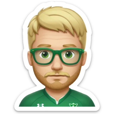 irish rugby player with blond stubble and green glasses sticker