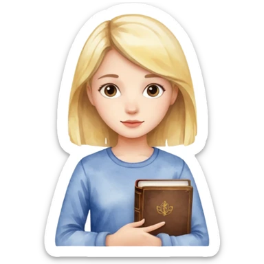 a girl in watercolor art style with book sticker